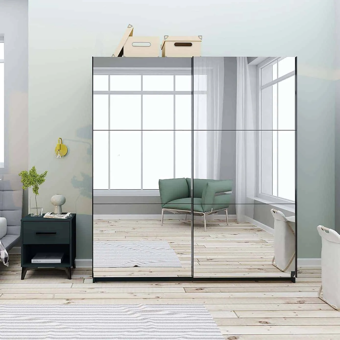 2-door mirrored wardrobe