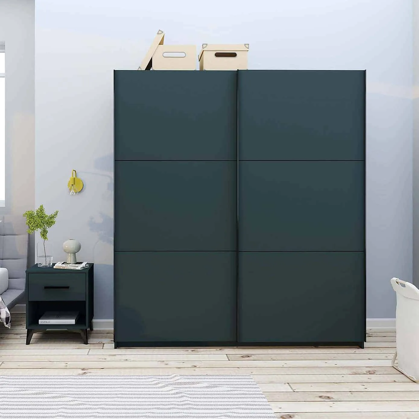 2-door sliding wardrobe with anthracite finish