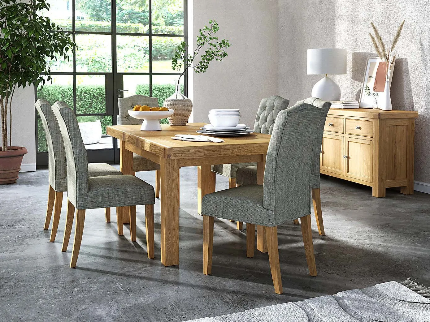 Oak extending dining table