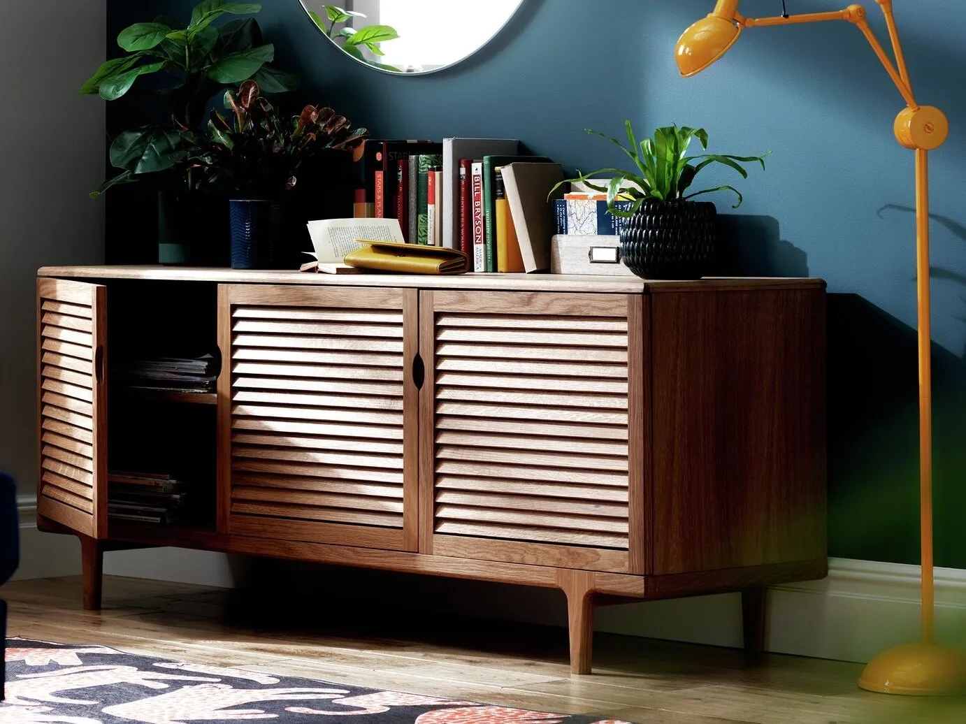 Oak sidebaord with slatted doors and oild finish