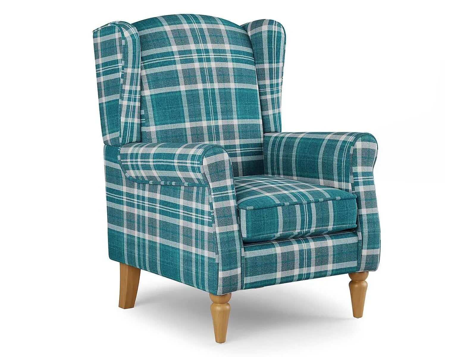 Check pattern wing back chair