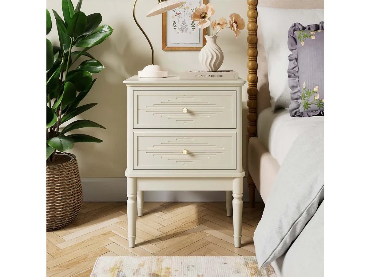Light grey 2-drawer bedside table
