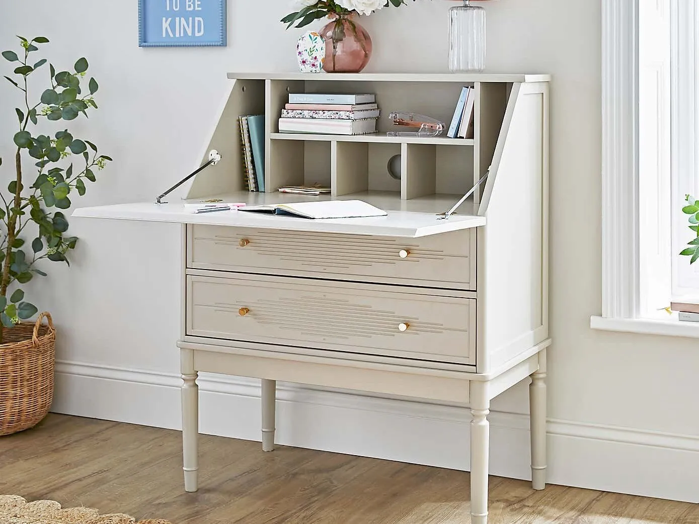 White bureau-style desk