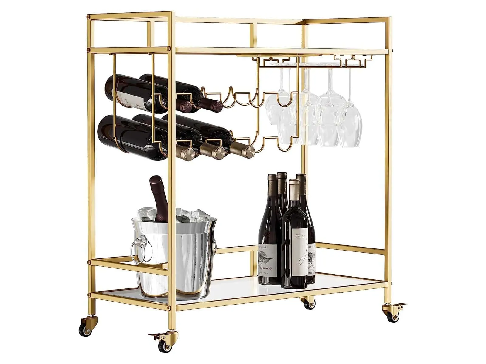 Gold frame bar cart