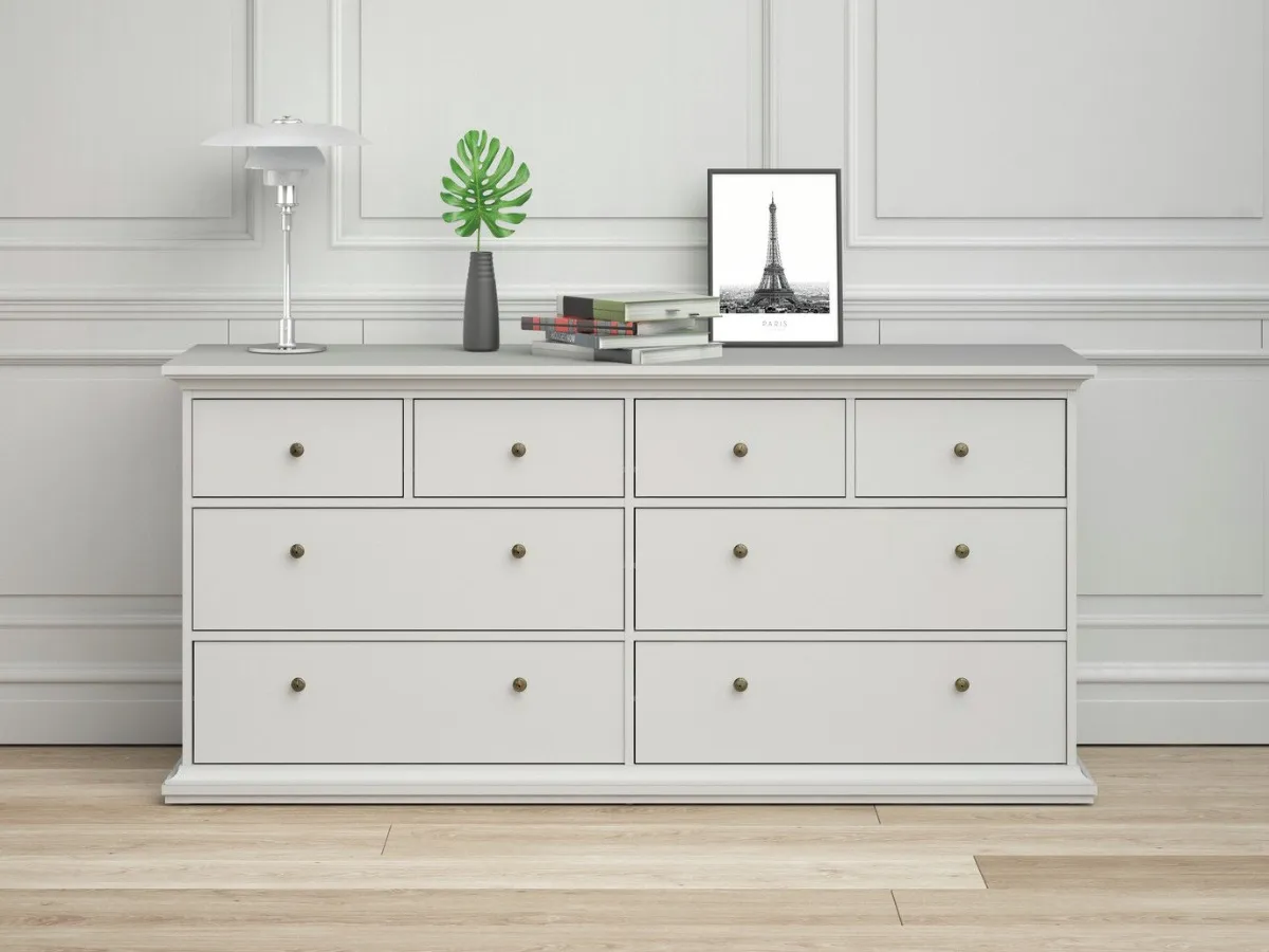 White-painted 8-drawer chest