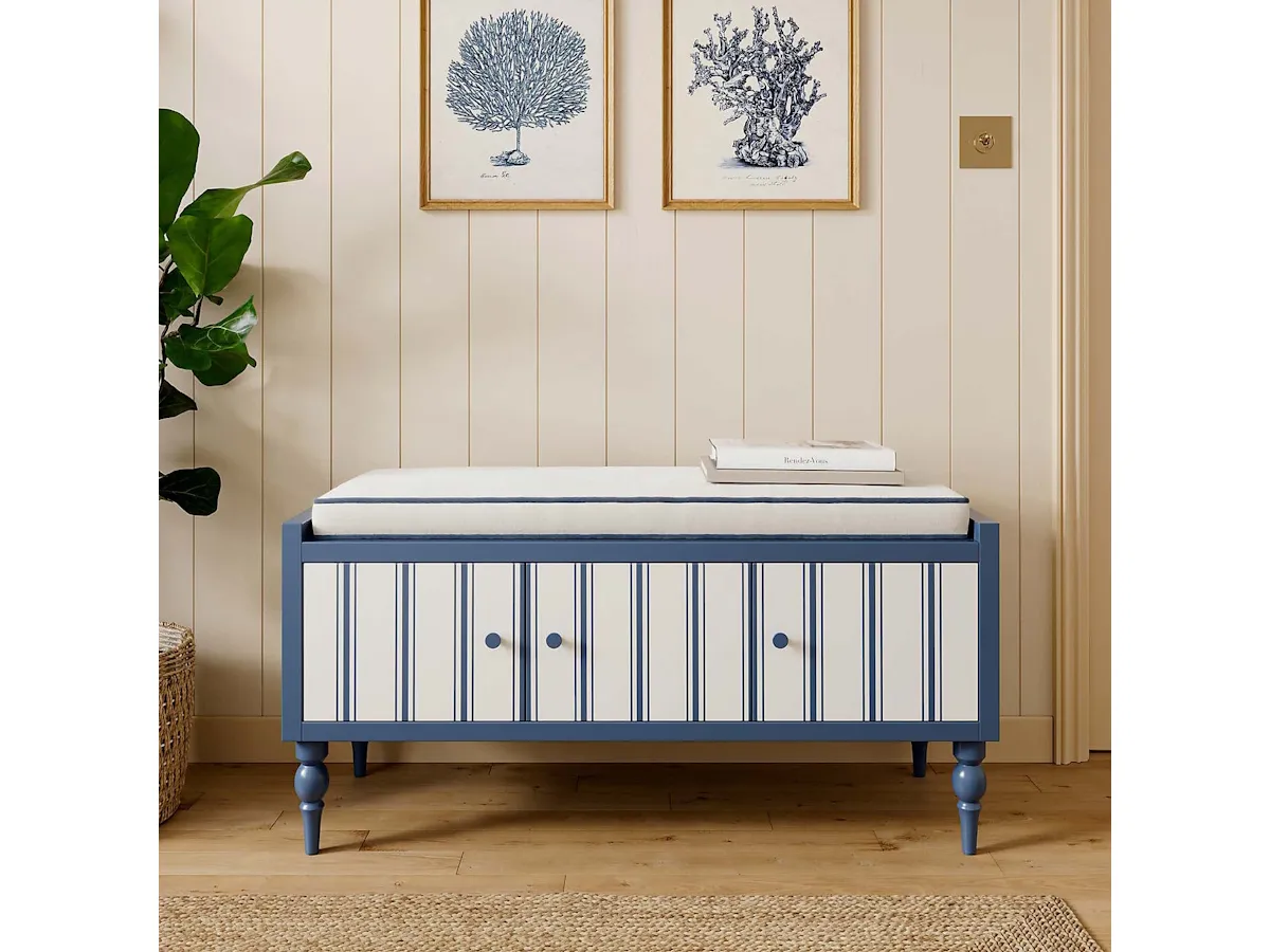 Striped storage bench