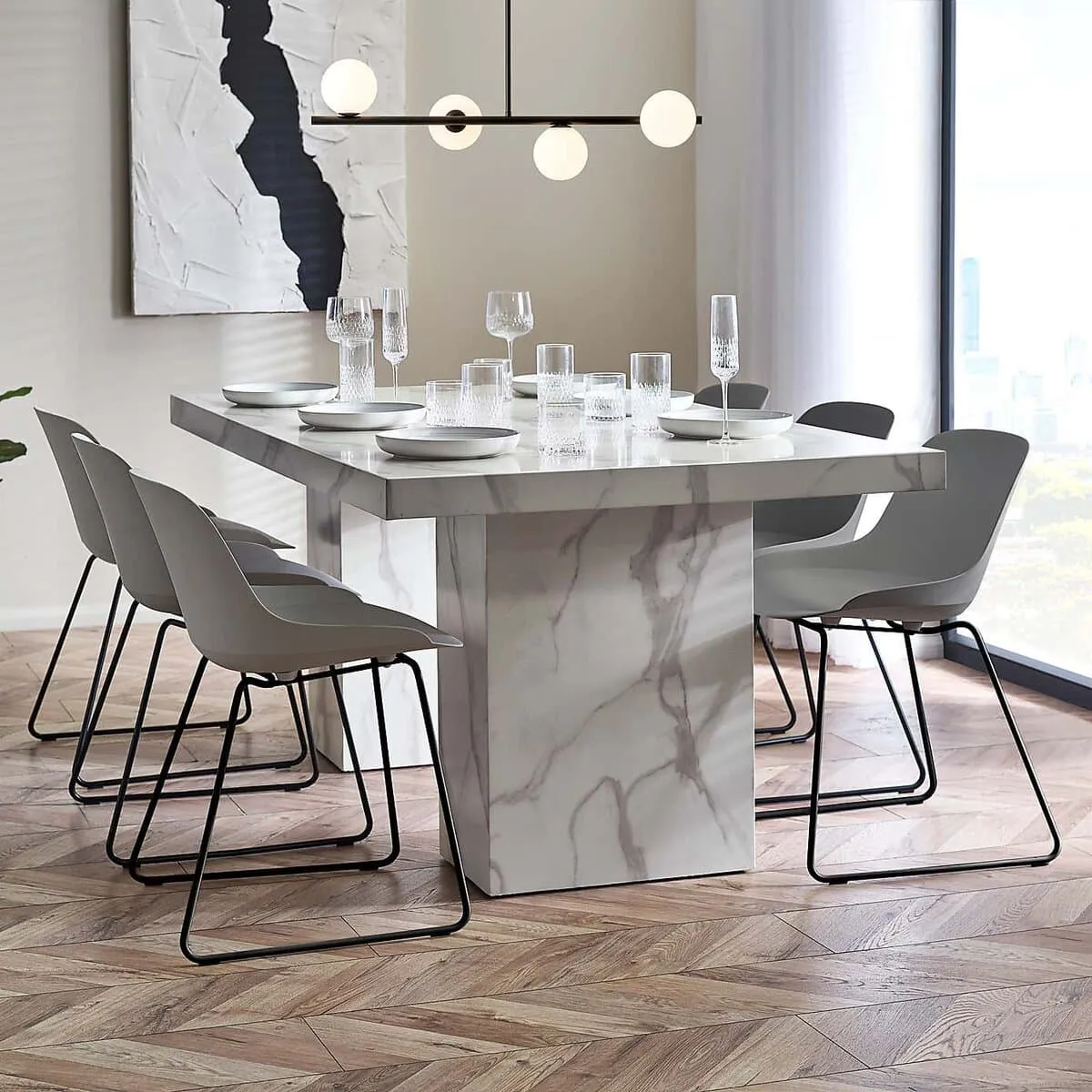 Grey marble dining table