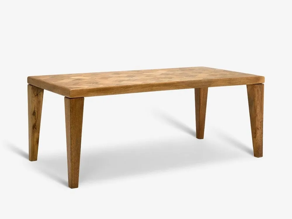 Mango wood dining table with parquet top