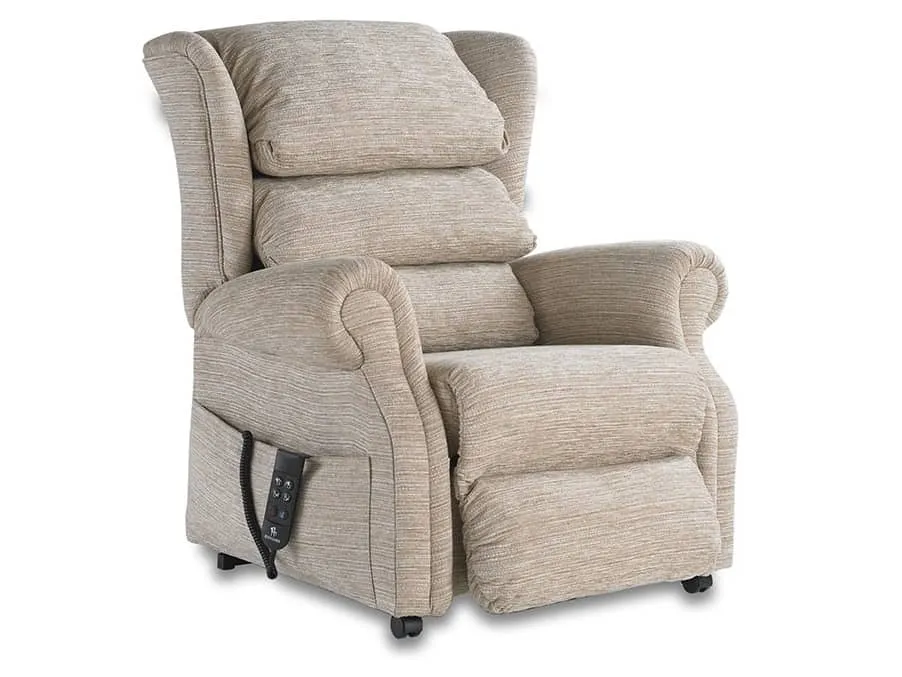 Fabric upholstered riser recliner