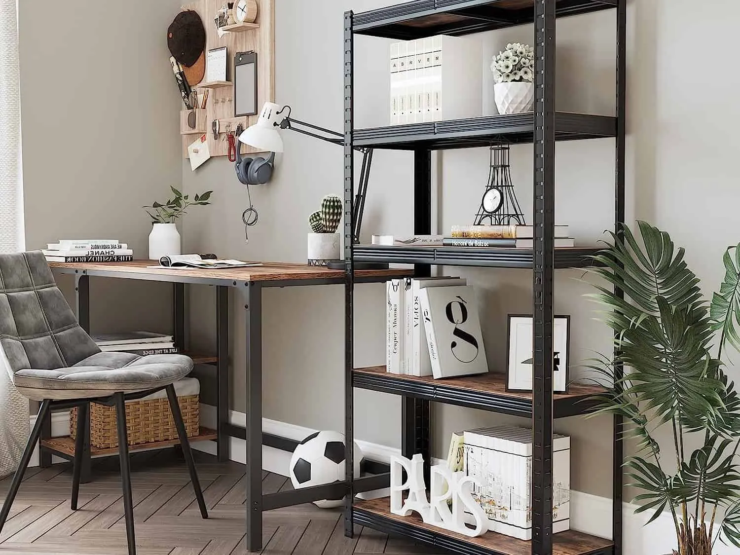 Free-standing shelving unit
