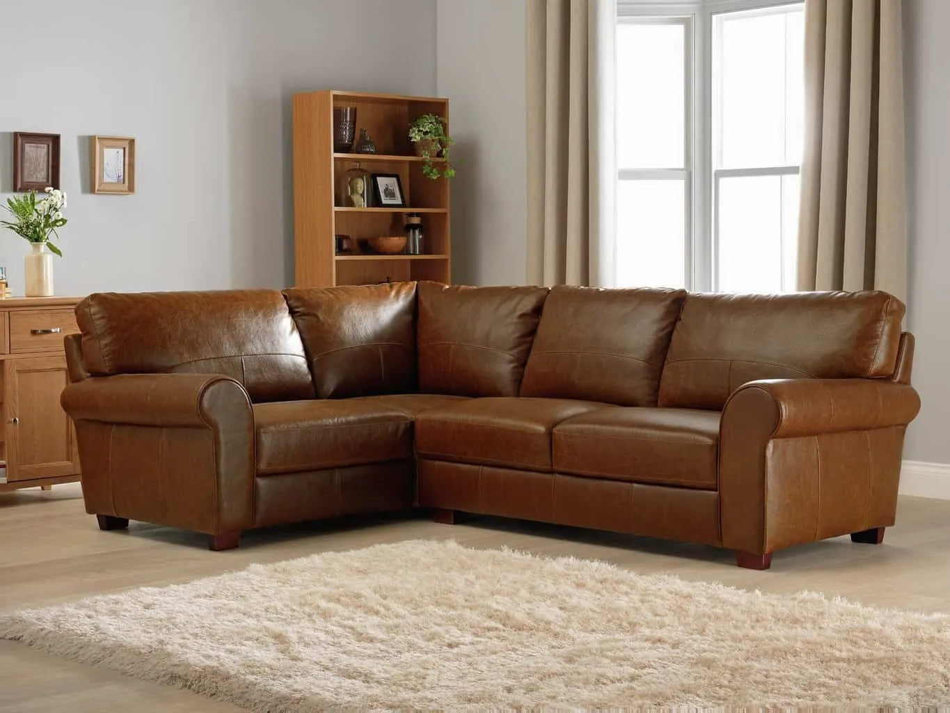 Left handed leather corner sofa