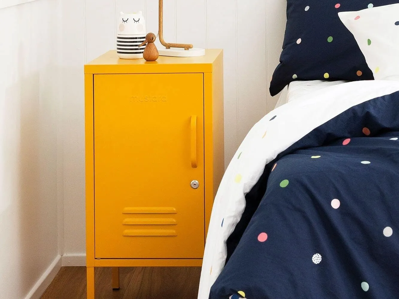 Mustard yellow metal locker