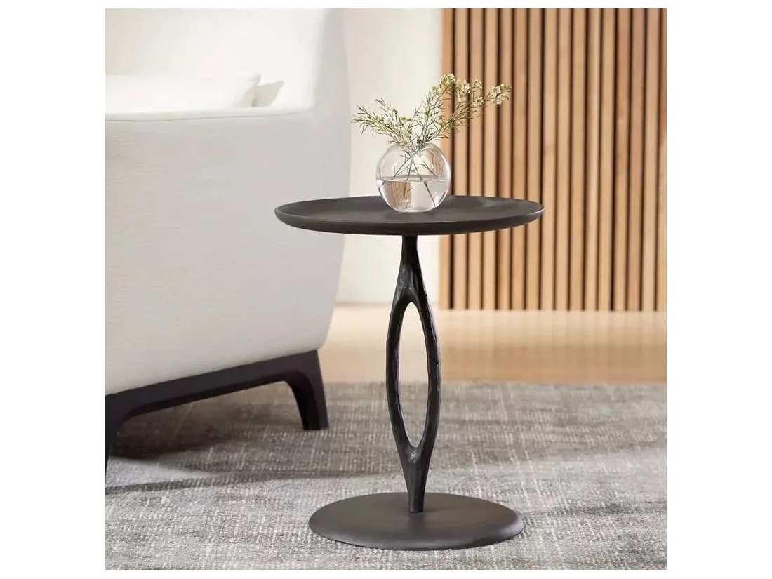 Round bronze side table