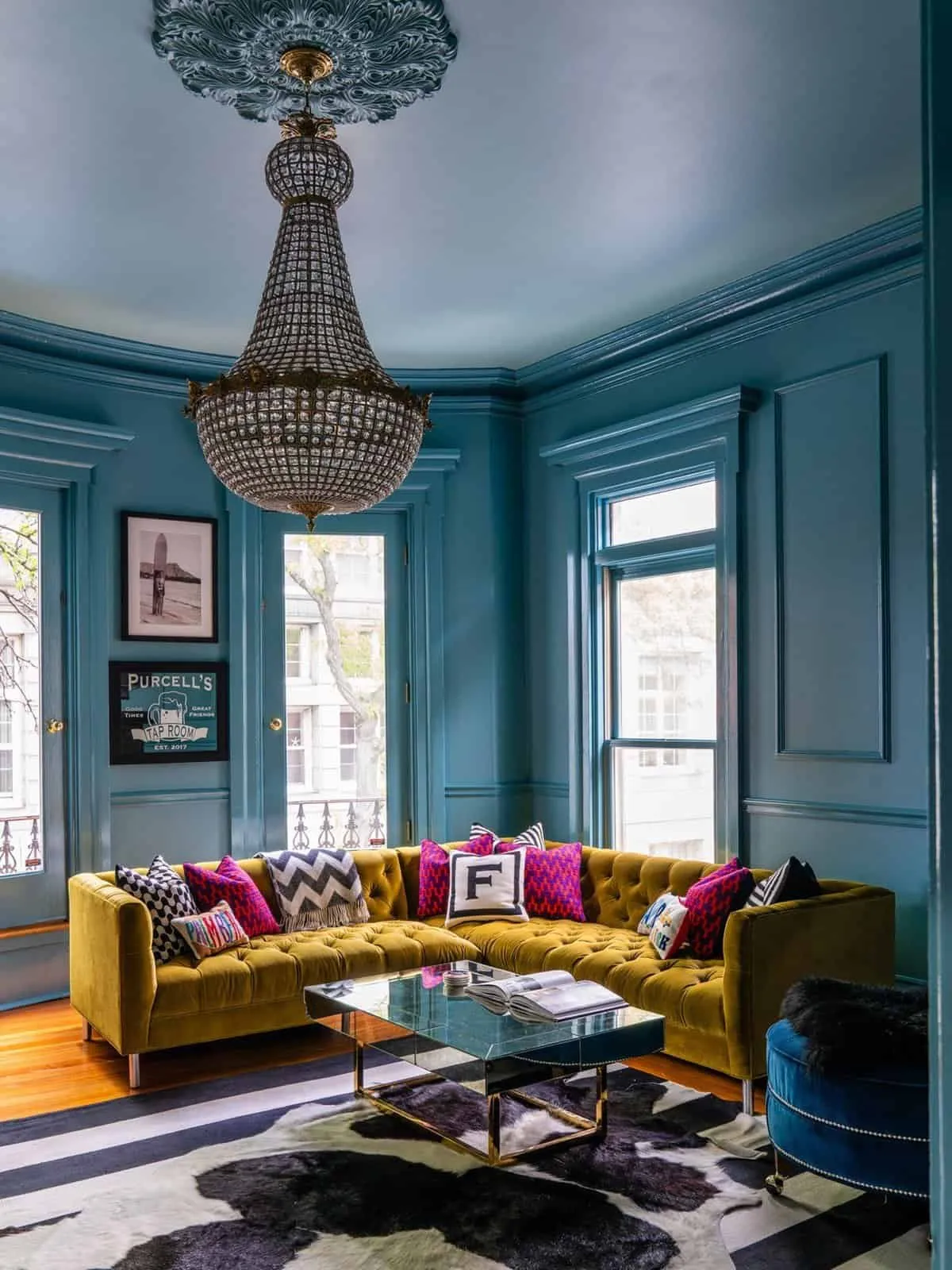 Blue painted living room