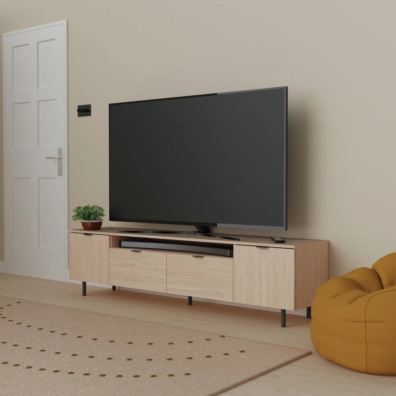 Tv unit with two cupboards and two drawers