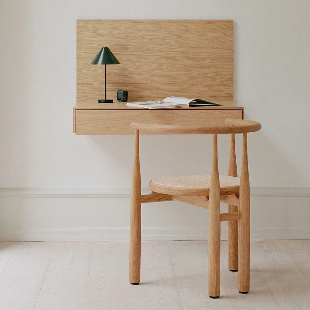 Oak finish wall-mounted desk