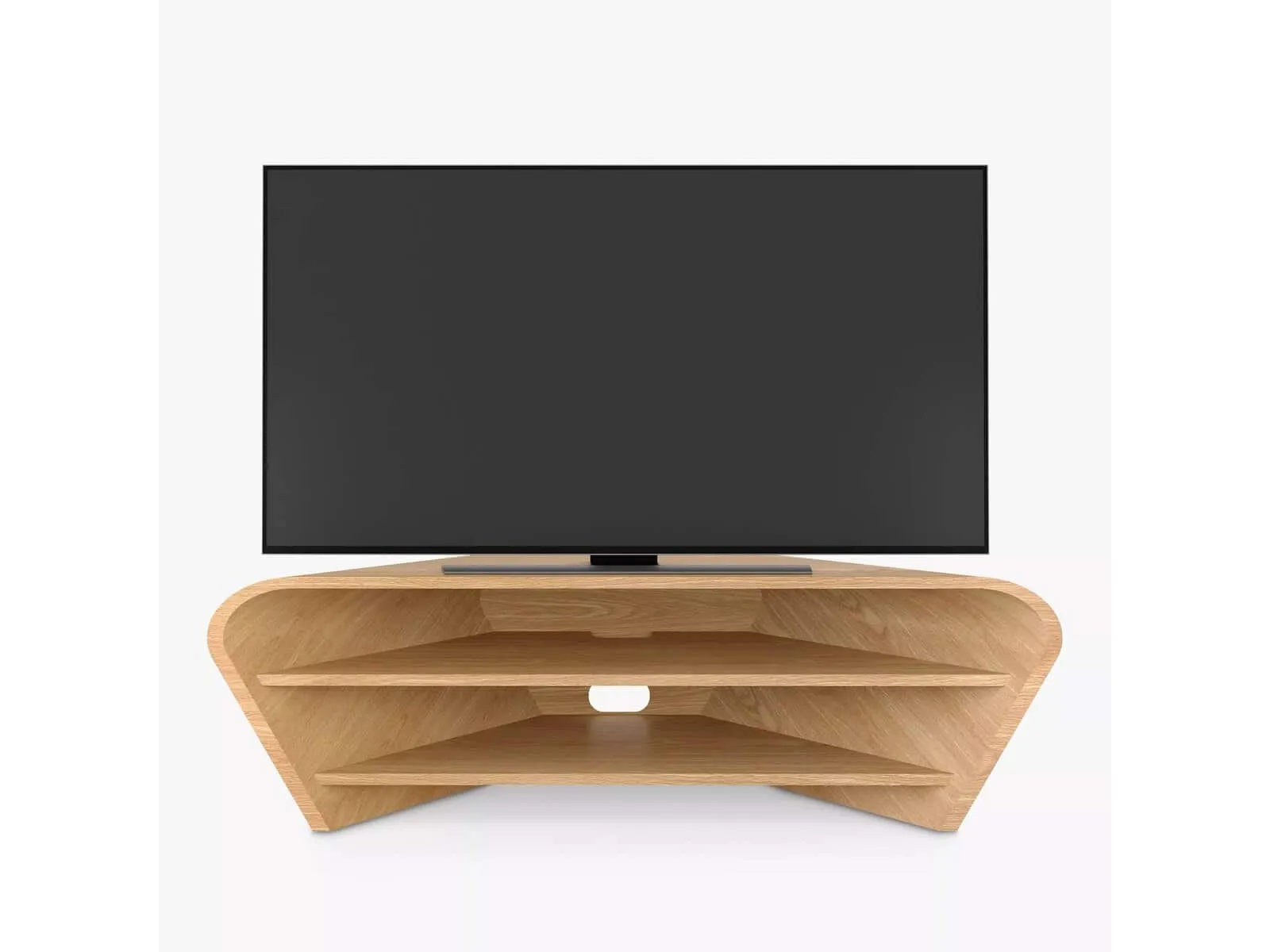 Curved oak corner tv stand