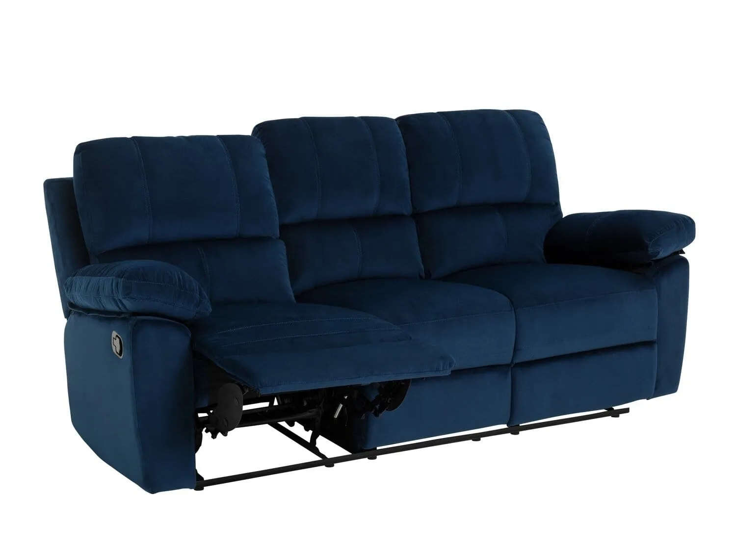 Navy fabric 3-seater reclining sofa