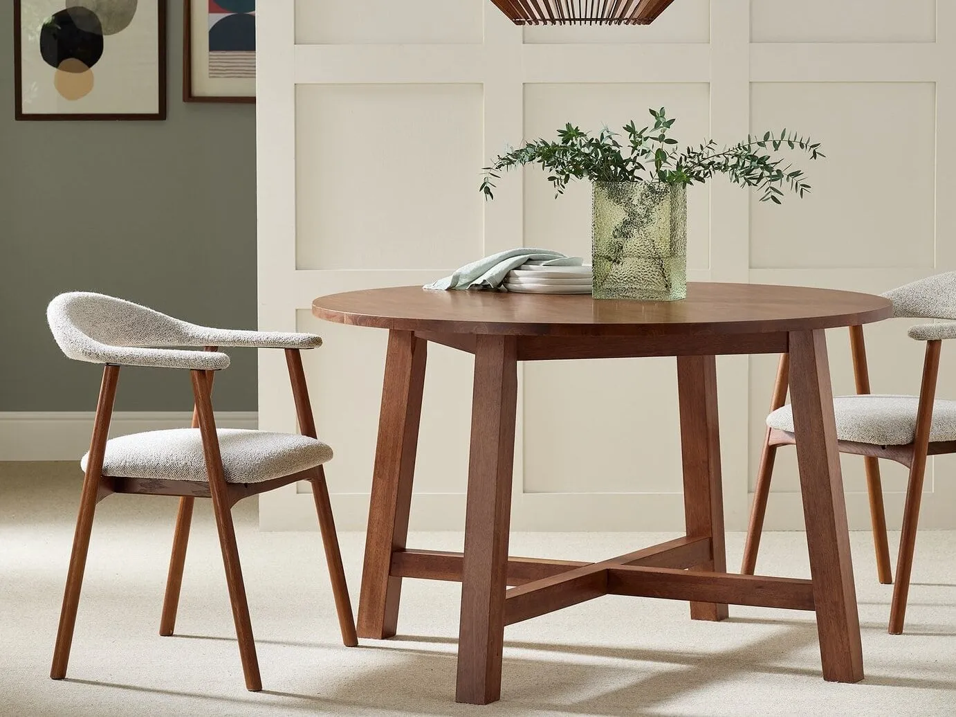 Round walnut dining table