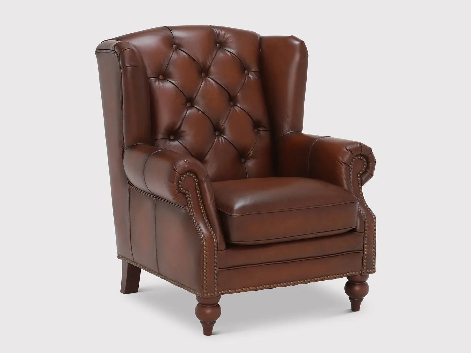 Leather wing chair