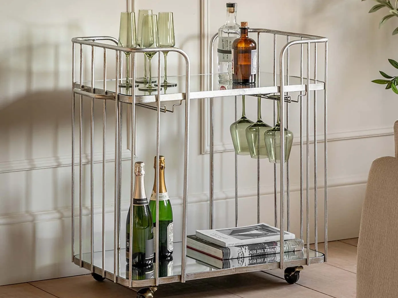 Silver finish drinks tolley