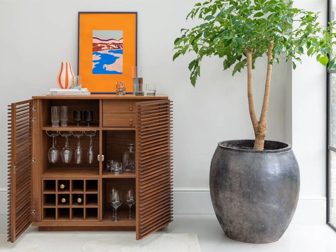 Walnut drinks cabinet