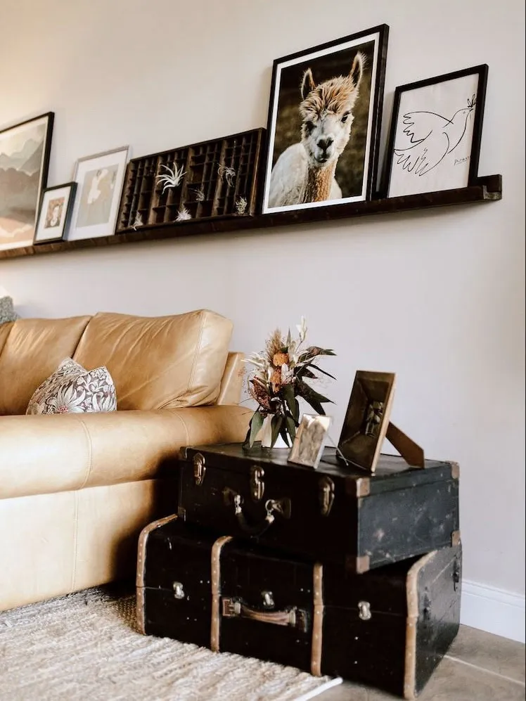 Pair of black suitcases as a side table