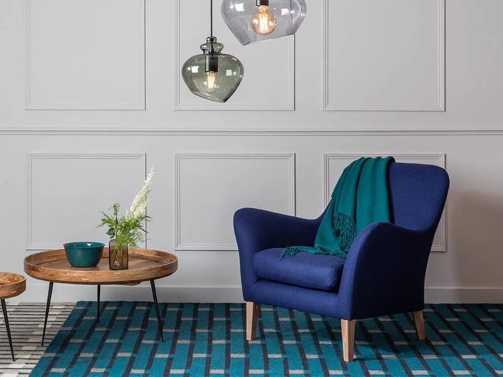 Ink velvet fabric upholstered armchair