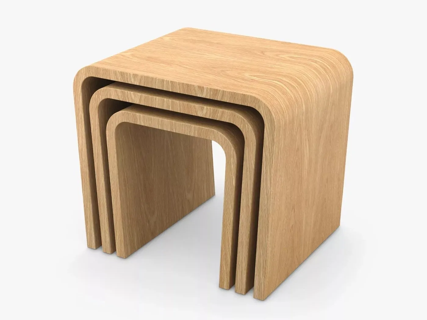 Set of 3 oak nested tables