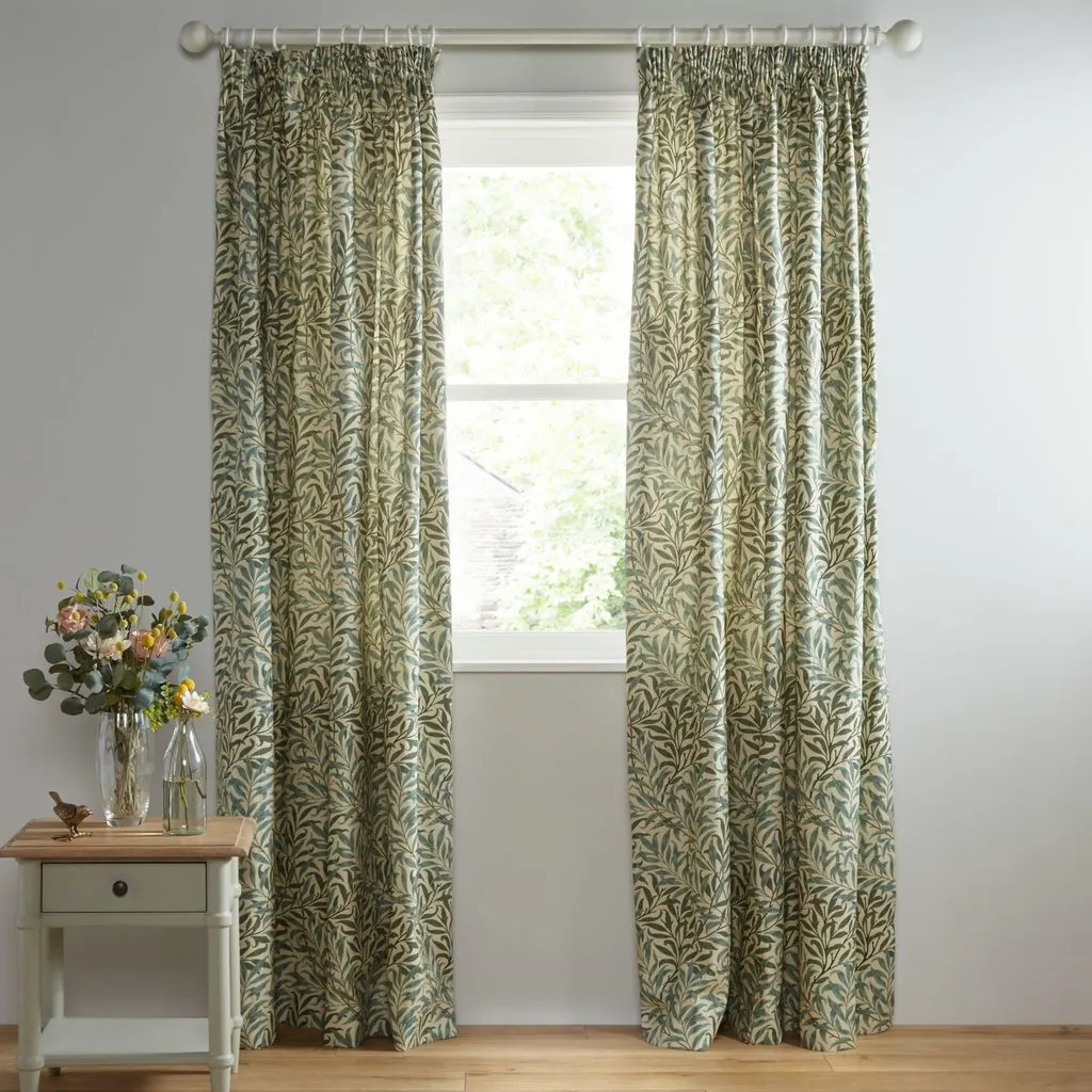 green leaf pattern curtains