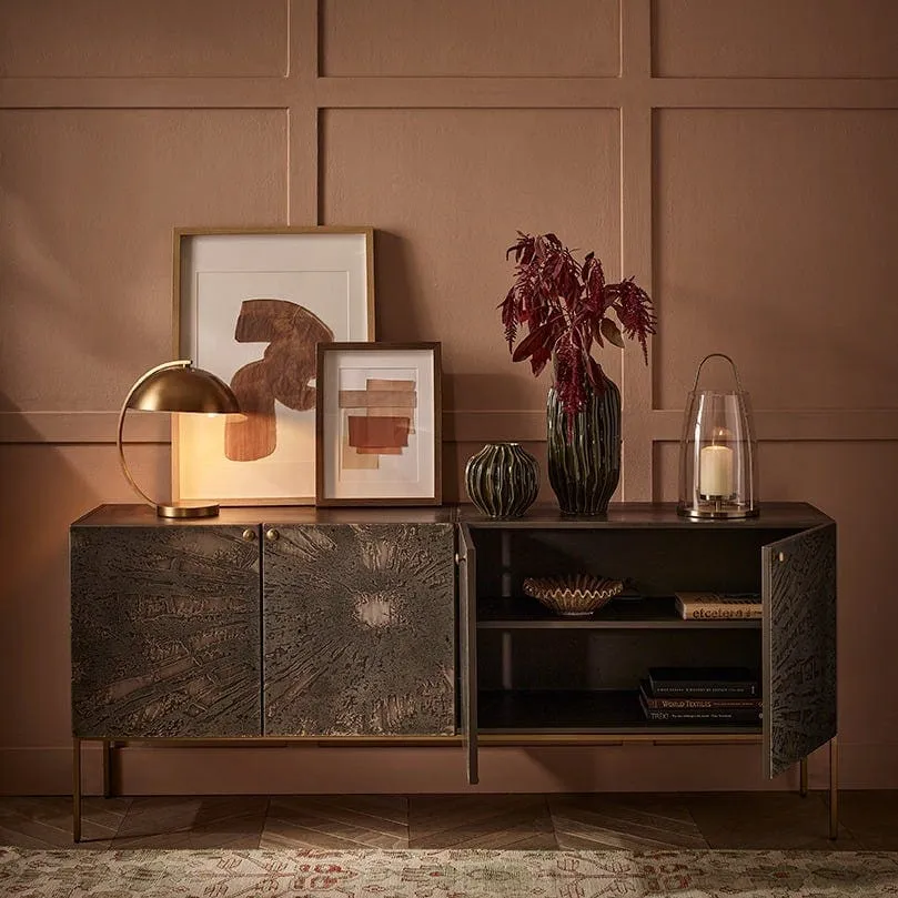 Sideboard with oxidised iron doors