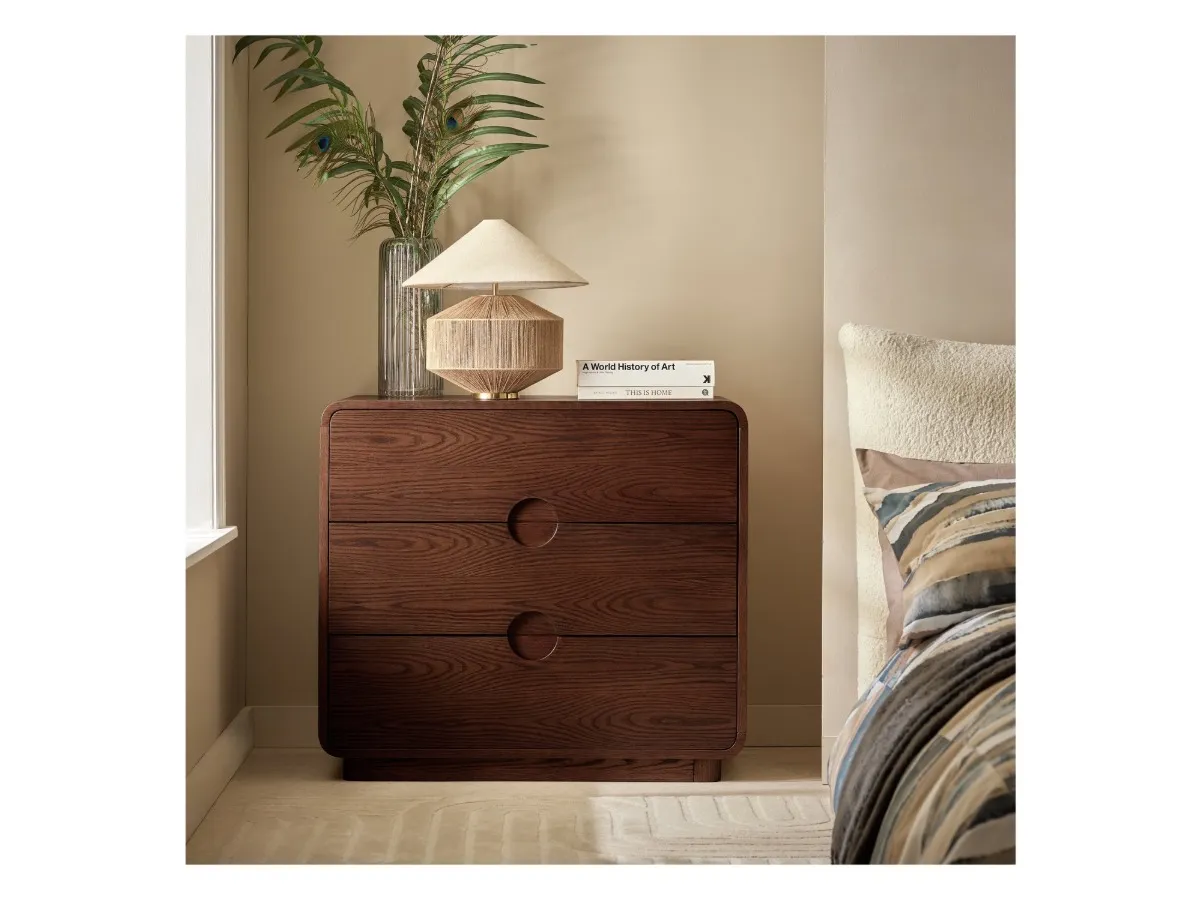 3-drawer walnut finish chest