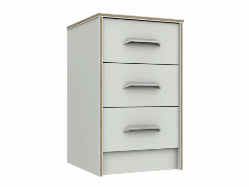 White 3-drawer bedside table