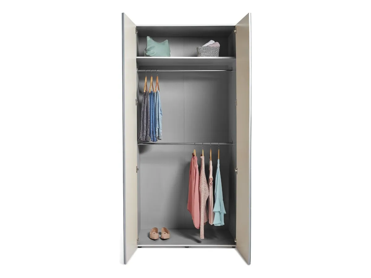 White 2-door wardrobe with mirrored doors