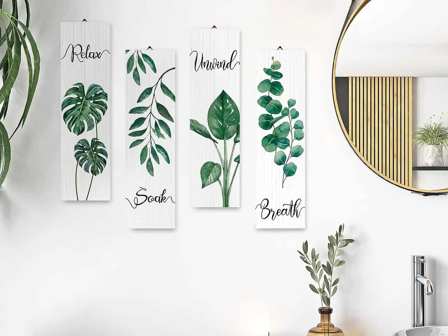 Tropical leaves barroom art