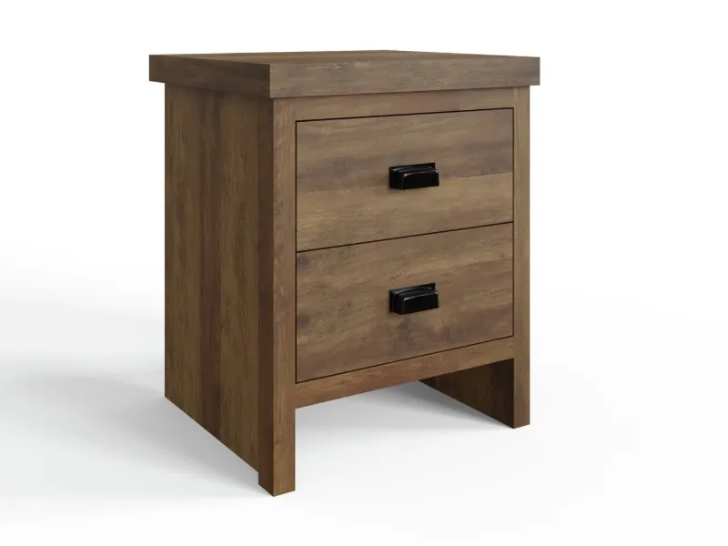 Dark oak 2-drawer bedside table