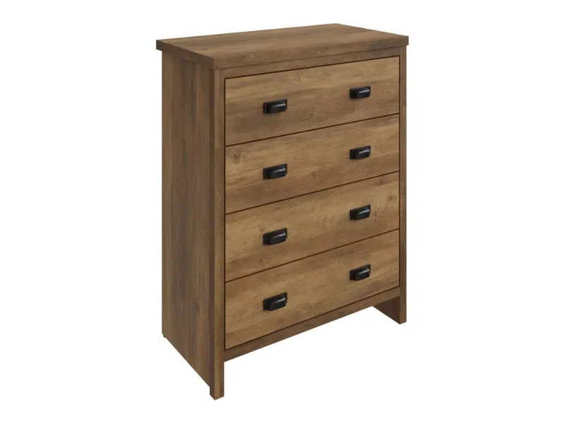 Tall dark oak 4-drawer chest