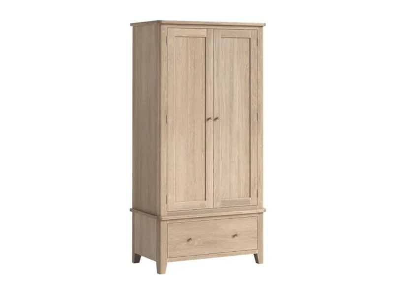 Oak finish 2-door wardrobe