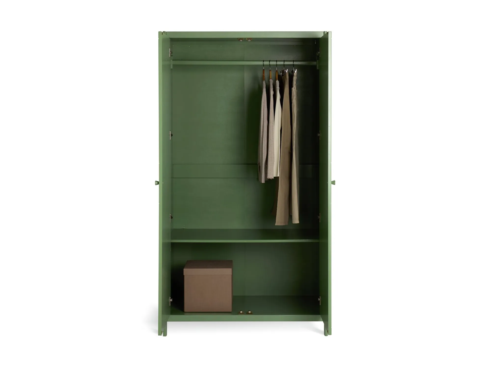 Green-painted 2-drawer wardrobe