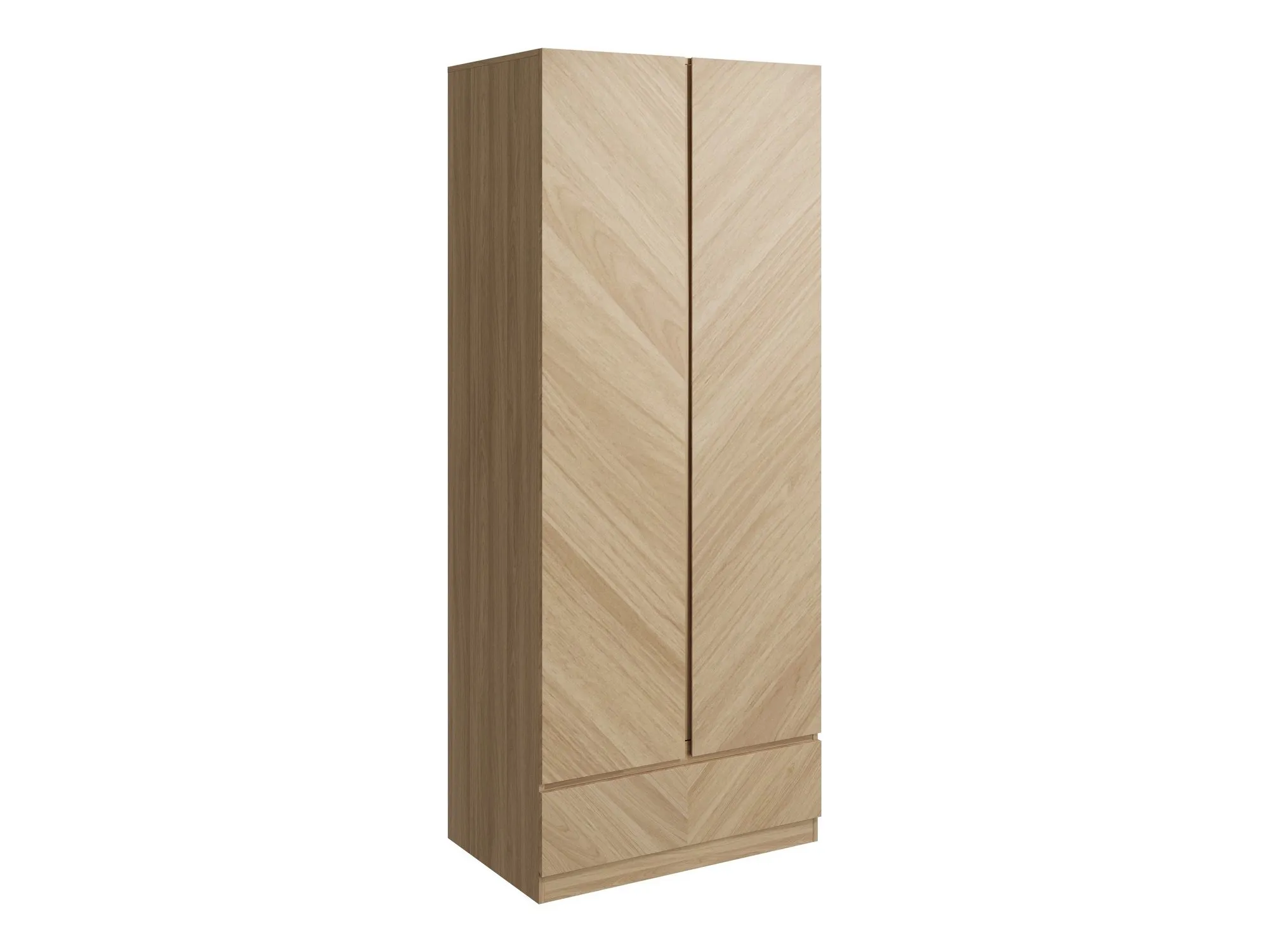 2-door wardrobe with chevron oak pattern finish