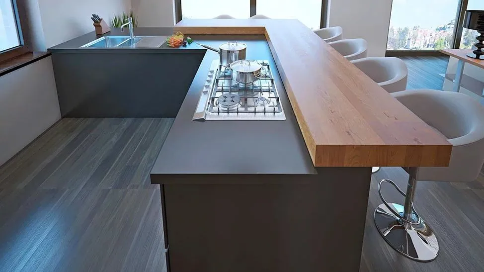 Black concrete worktop