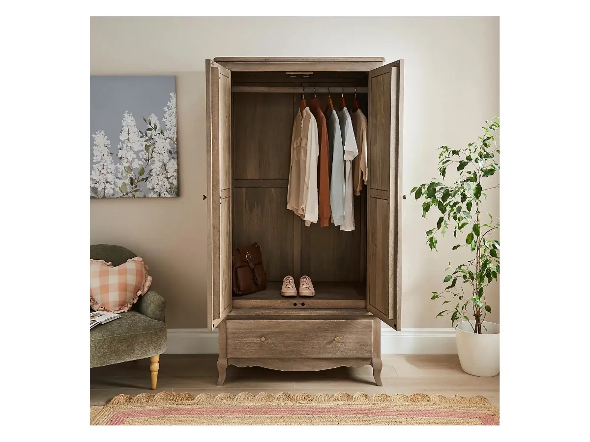 Mango wood wardrobe with drawer