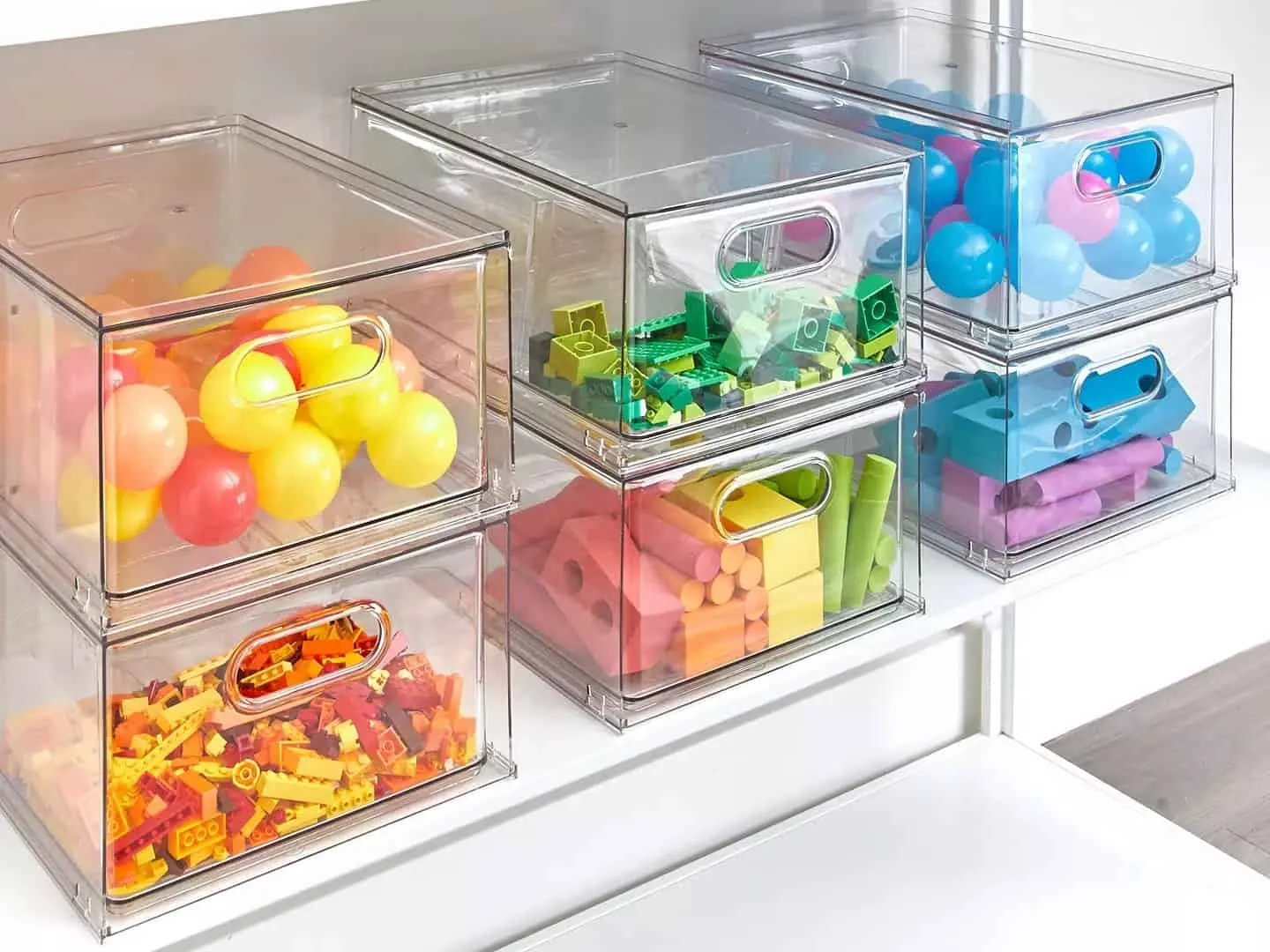 Clear stacking storage units