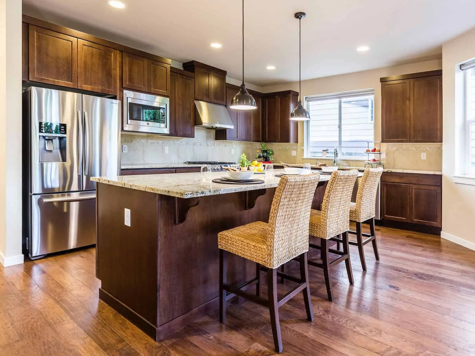 Kitchen with a wooden floor