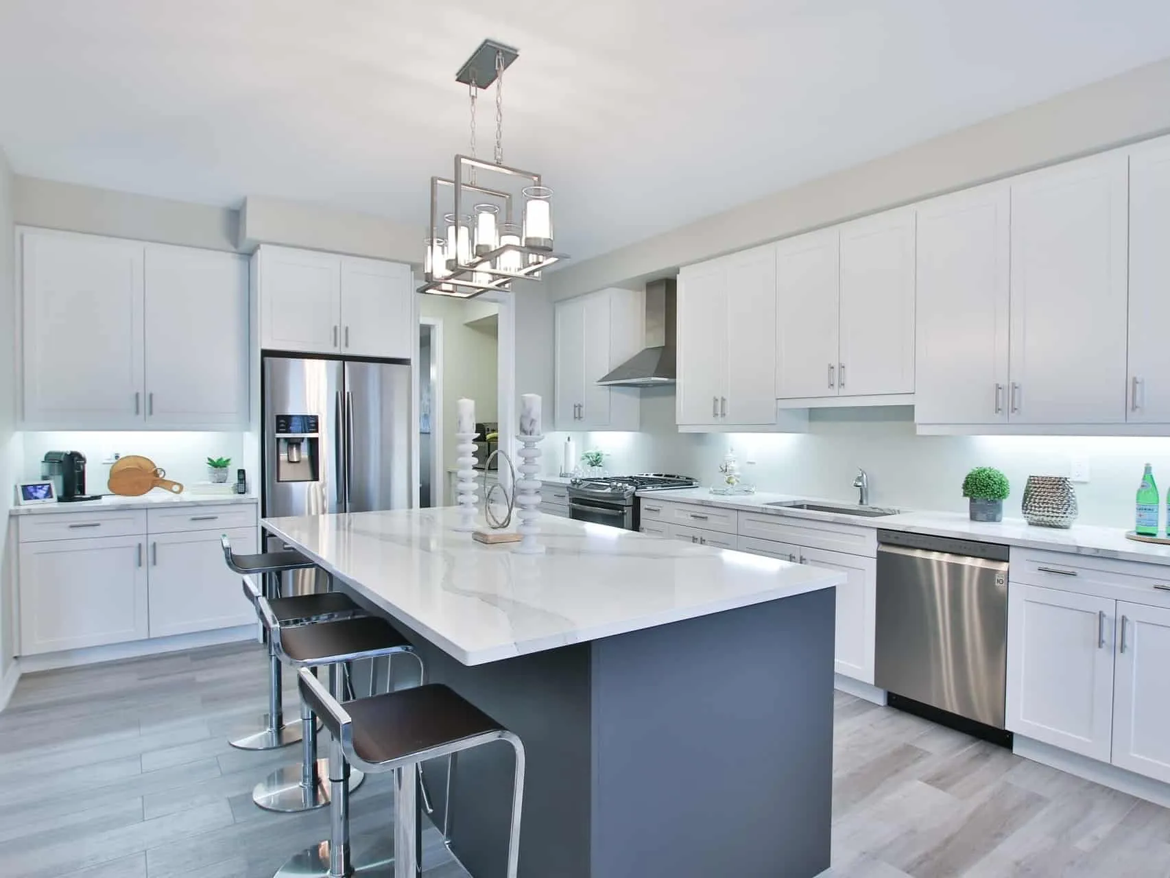 Kitchen island with marble top