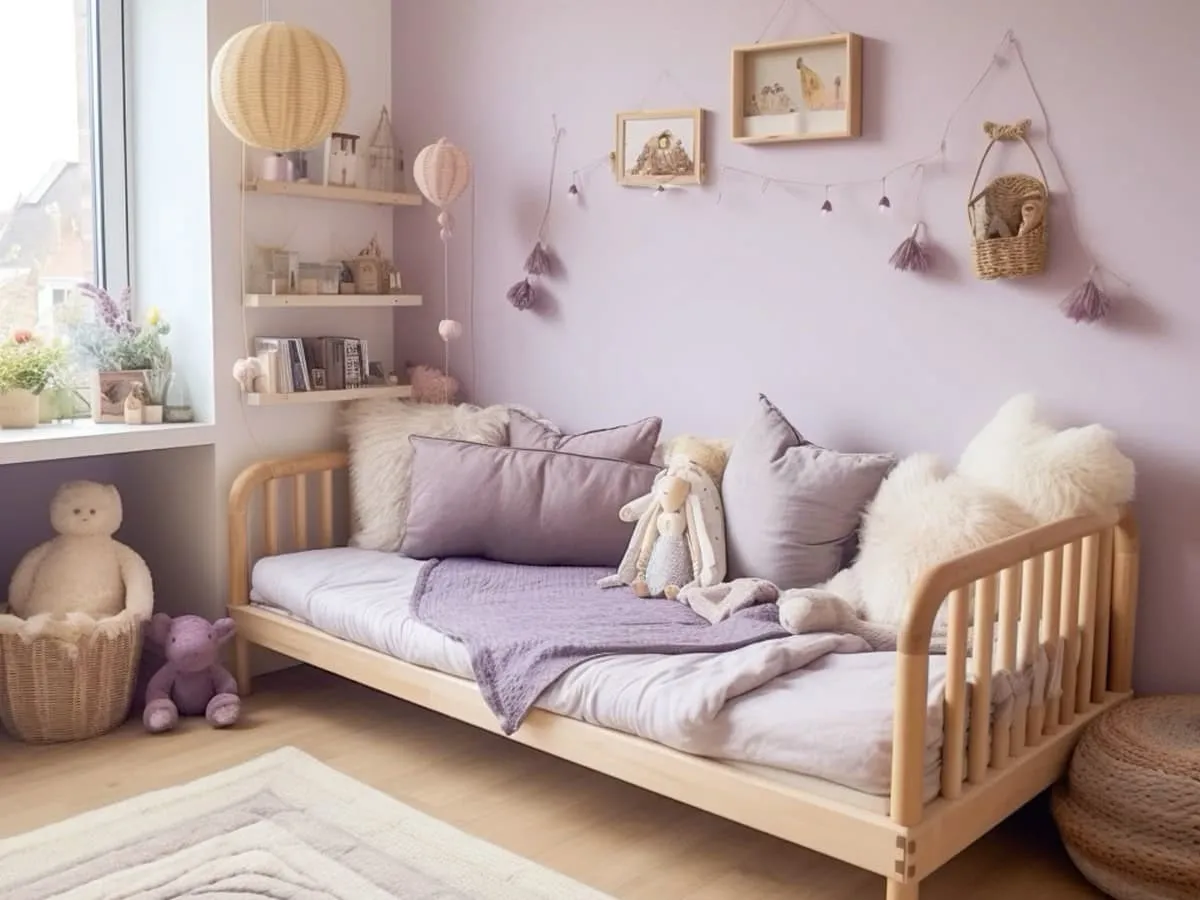 Child's bedroom decorated in pastel colours