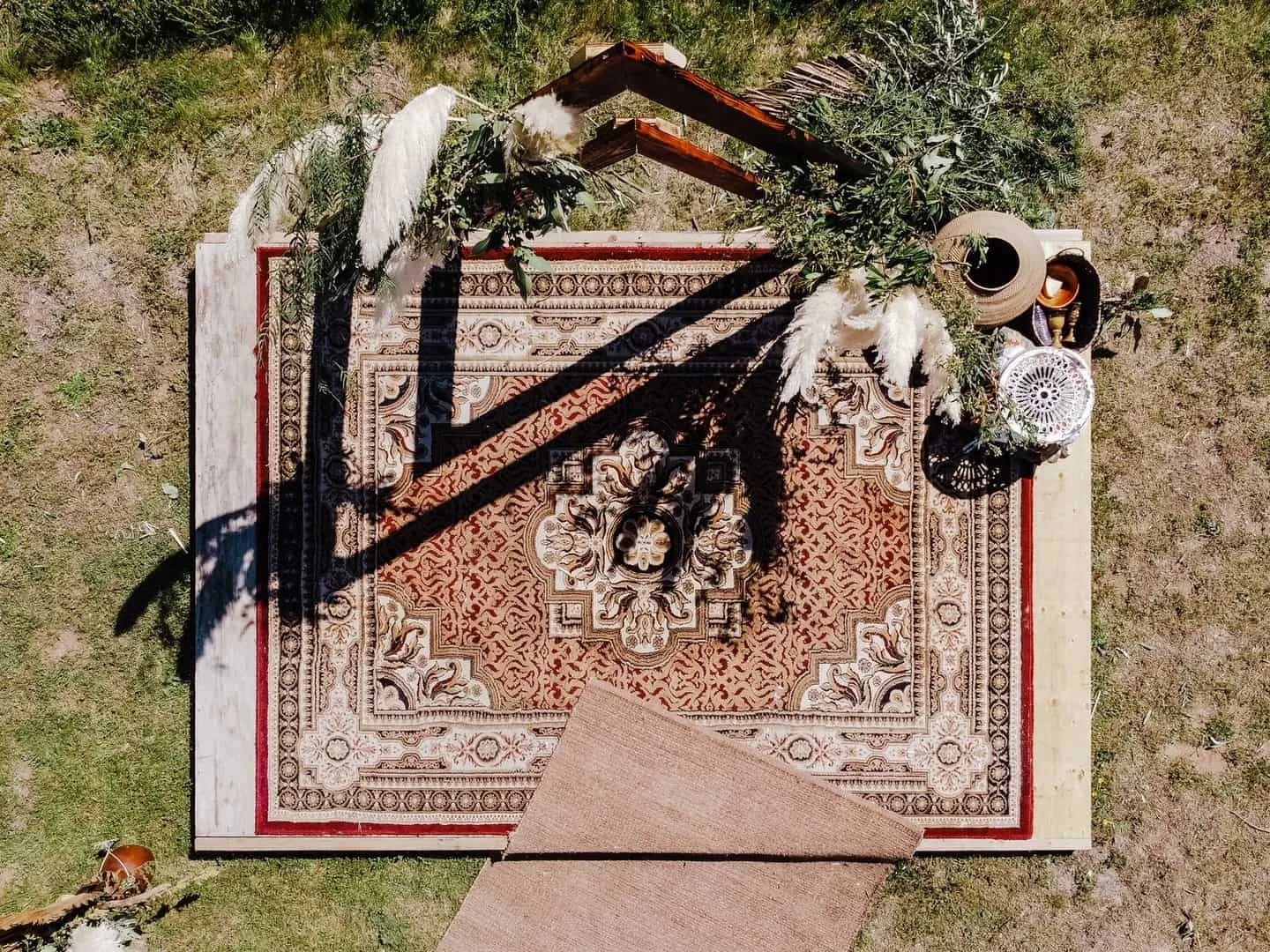 Rug on a lawn
