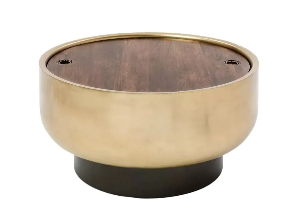 Drum style coffee table with storage