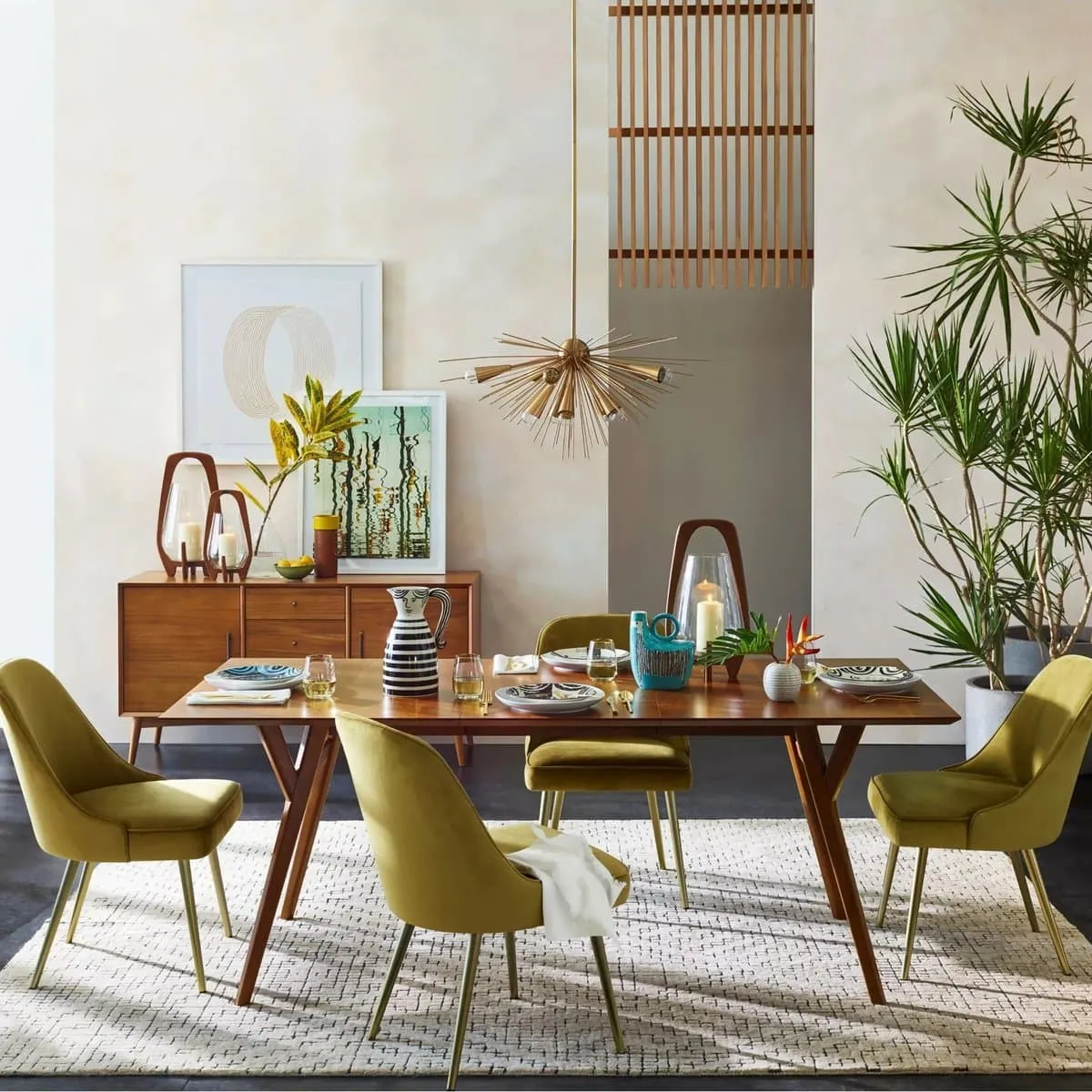 Mid-century-style dark wood dining table