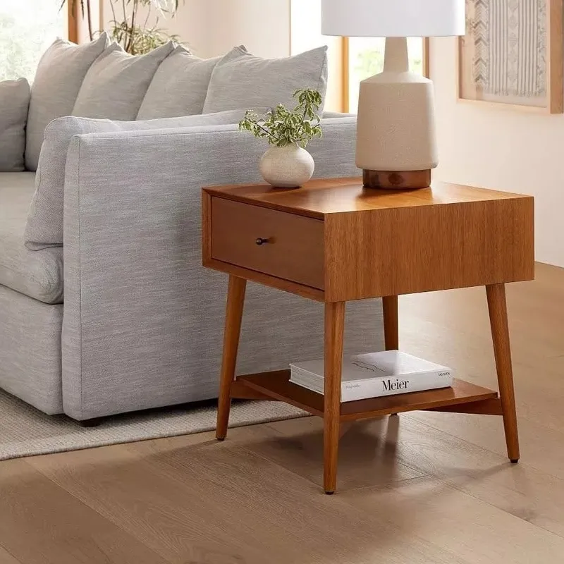 Single drawer side table with acorn finish